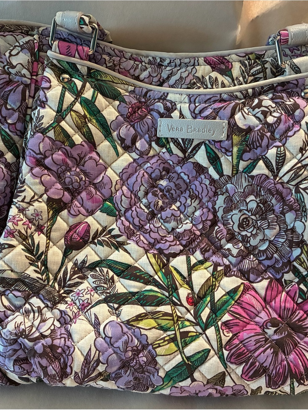 Vera Bradley Quilted Floral Shoulder Bag in Purple, Pink, Green